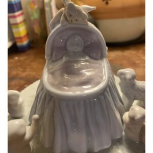 Baby Girl Bassinet Figurine Pink Bunnies Jesus Loves Me Nursery Decor Child