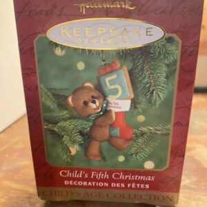 Child’s Fifth Birthday Ornament Hallmark Keepsake Ornament Bear W/ Stocking