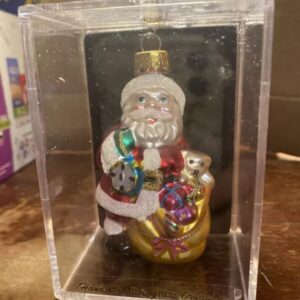 Christmas Ornament Santa Glass Hand Crafted Old Time Unique Treasure Holiday