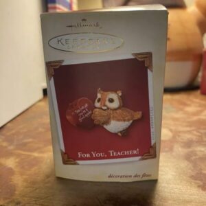 Hallmark Keepsake Ornament For You Teacher 2005 Owl Resin Open Box Teacher