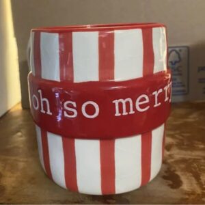 Holiday Mug "Oh So Merry" Coffee Cup Ref Snd White Christmas Ceramic Gift Idea