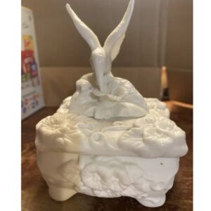 Humming Bird Trinket Box White Porcelain Square Storage Treasures Collectible