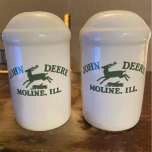 John Deere Salt And Pepper Shaker Set White Moline Illinois Words