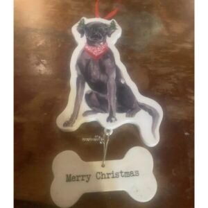 Labrador Dog Ornament Plastic Flat One Sided Hanging Christmas Holiday Tree