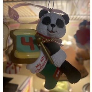 My Fourth Christmas Ornament Panda Bear With Green Stocking Holiday Child Kid