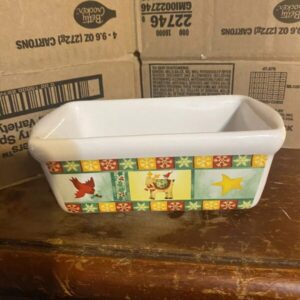 Patchwork Butter Dish Open Top One Stick Holiday Winter Season Ceramic Kitchen