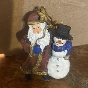 Santa And Snowman Ornament Resin Holiday Christmas Tree Hanging Collectible