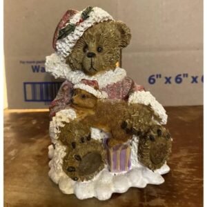 Santa Teddy Bear Figurine Decoration Glittered Christmas Decoration Holiday Deco