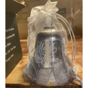 Silver Merry Christmas Bell Ornament for Tree Wreath Door Holiday Decor Xmas