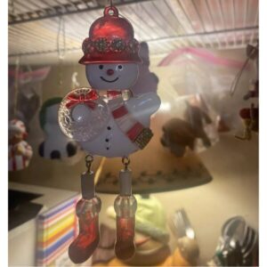 Snowman Ornament Red & White With Dangling Legs Winter Tree Hanging Christmas