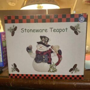 Snowman Stoneware Teapot Decorative Christmas Winter Holiday Collectible Xmas