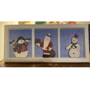 Snowman Wall Sign With Santa Wooden Sectional Wall Decor Christmas Holiday Hang
