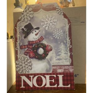 Snowman w/ Wreath Snowflakes Noel Sign Christmas Decor Wall Door Hanging