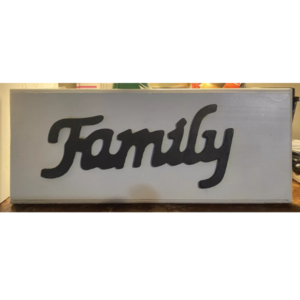 Wooden Wall Sign White With Black Letters Family Hand Made 14”x6”x1” Wall Decor