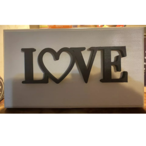 Wooden Wall Sign White With Black Letters Love Hand Made 10”x6”x1” Hand Made