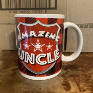 Coffee Mug Red & Black Plaid Amazing Uncle Porcelain Stars Hot Or Cold Drinks