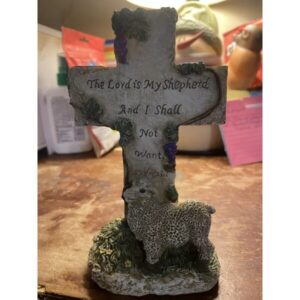 Cross With A Lamb The Lord Is My Shepard Psalms 23:1 Easter Religious Shelf Sit