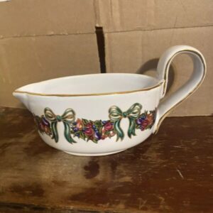 Gravy Bowl Or Creamer W/garland And Gold Trim Holiday Jubilee Claire Burke Rare