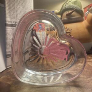 Heart Shaped Clear Glass Candy Bowl Dish Valentines Day Mothers Day Sweetheart
