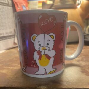 I Love You Coffee Mug Bear W/balloon Ceramic Valentines Day Cocoa Hot Drinks
