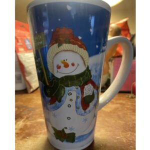 Latte Coffee Mug Snowman Four Star Stoneware 6” Christmas Cup Holiday Hot Drinks