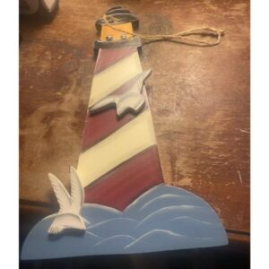 Lighthouse Wall Sign Wooden With String Hanger Nautical Design Wall Hanging Door