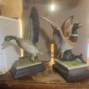 Mallard Duck Figurines Set Of 2 Porcelain Shelf Sitters Water Birds Multicolored