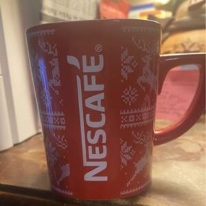 Nescafe Red Coffee/Tea Mug - Reindeer Ceramic Collectible Christmas Gift 11 Oz