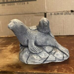 Seal And Her Pup Figurine Gray Home Decor Nautical Item Ocean Animals Shelf