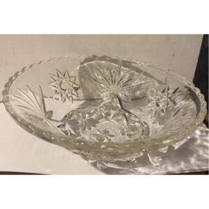 Star Of David Three Legged Bowl Dish Etched Glass 6.5” Wide Holiday Decor Candy