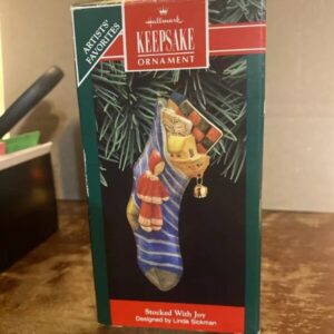 Tin Stocking Ornament 1992 STOCKED WITH JOY Hallmark Keepsake Christmas Holiday